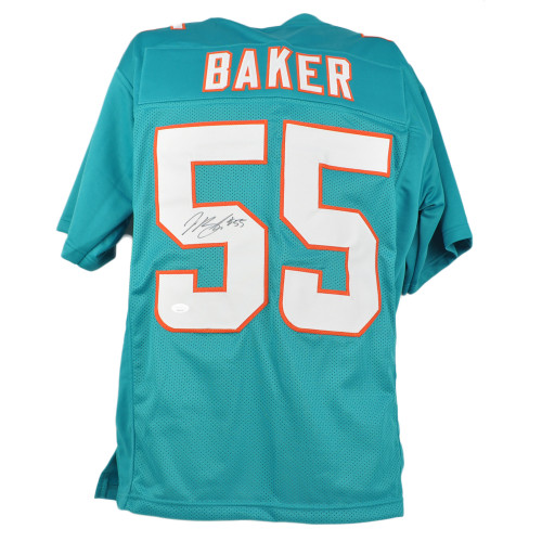 NFL Miami Dolphins Jerome Baker #55 Jersey Replica X-Large Signed Teal JSA Card NFL Miami Dolphins Jerome Baker #55 Jersey Replica X-Large Signed Teal JSA Card
