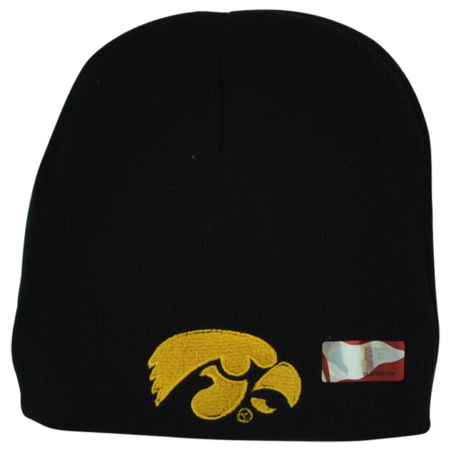 NCAA Iowa Hawkeyes Black Sports Skully Winter Cuffless Knit Beanie Hat Toque NCAA Iowa Hawkeyes Black Sports Skully Winter Cuffless Knit Beanie Hat Toque