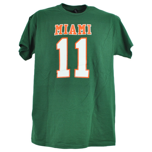 NCAA Miami Hurricanes Carson Beck #11 Green Crew Neck Adults Tshirt Tee 