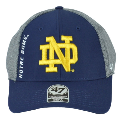 NCAA 47' Brand Notre Dame Fighting Irish Stretch Fit One Size Gray Navy Hat  Cap