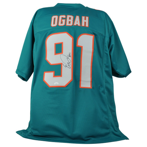 EMMANUEL OGBAH AUTOGRAPHED CUSTOM WHITE JERSEY WITH JSA AUTHENTICATION -  Sinbad Sports Store