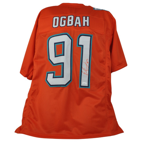 EMMANUEL OGBAH AUTOGRAPHED CUSTOM WHITE JERSEY WITH JSA AUTHENTICATION -  Sinbad Sports Store