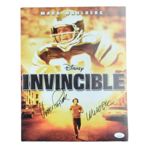 Mark Wahlberg and Vince Papale Autographed Invincible Philadelphia Eagles  Jersey