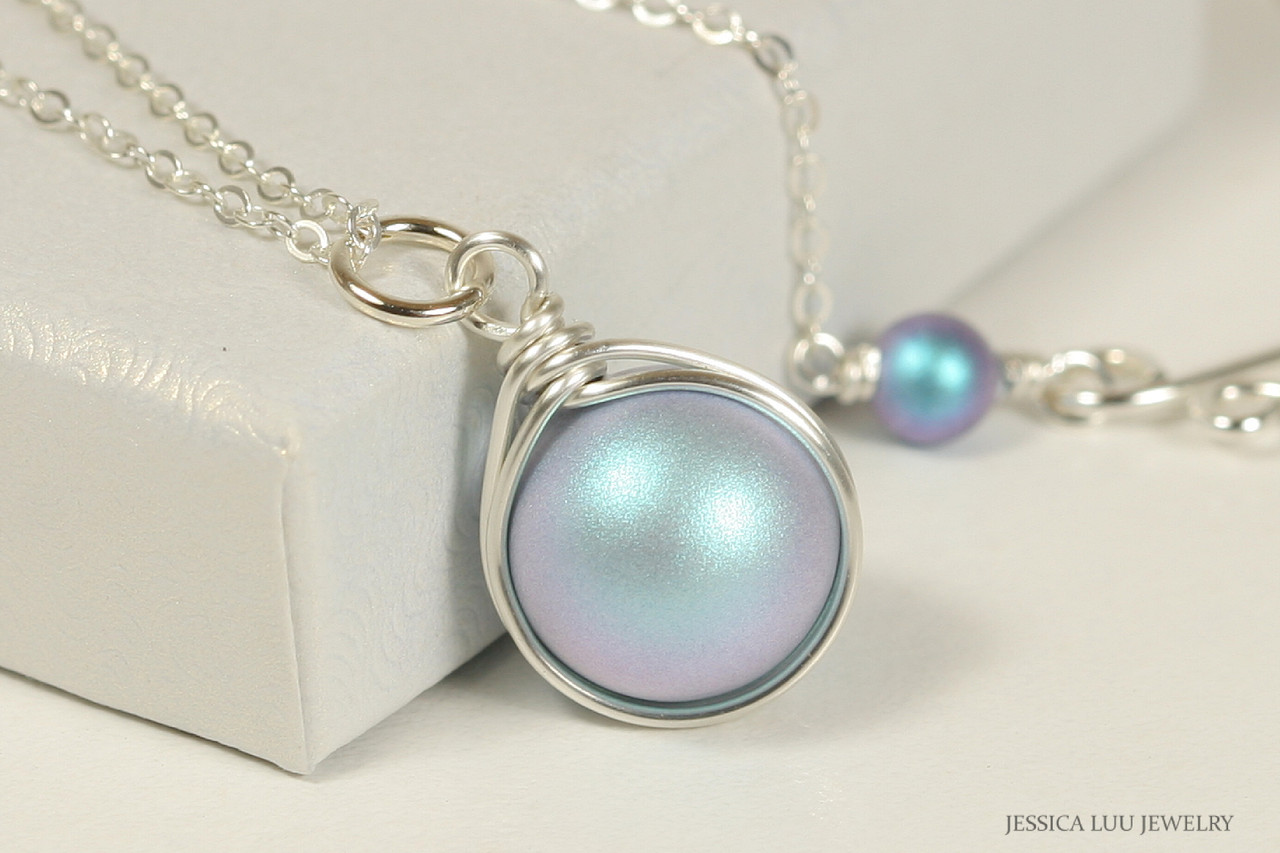 Sterling Silver Iridescent Light Blue 