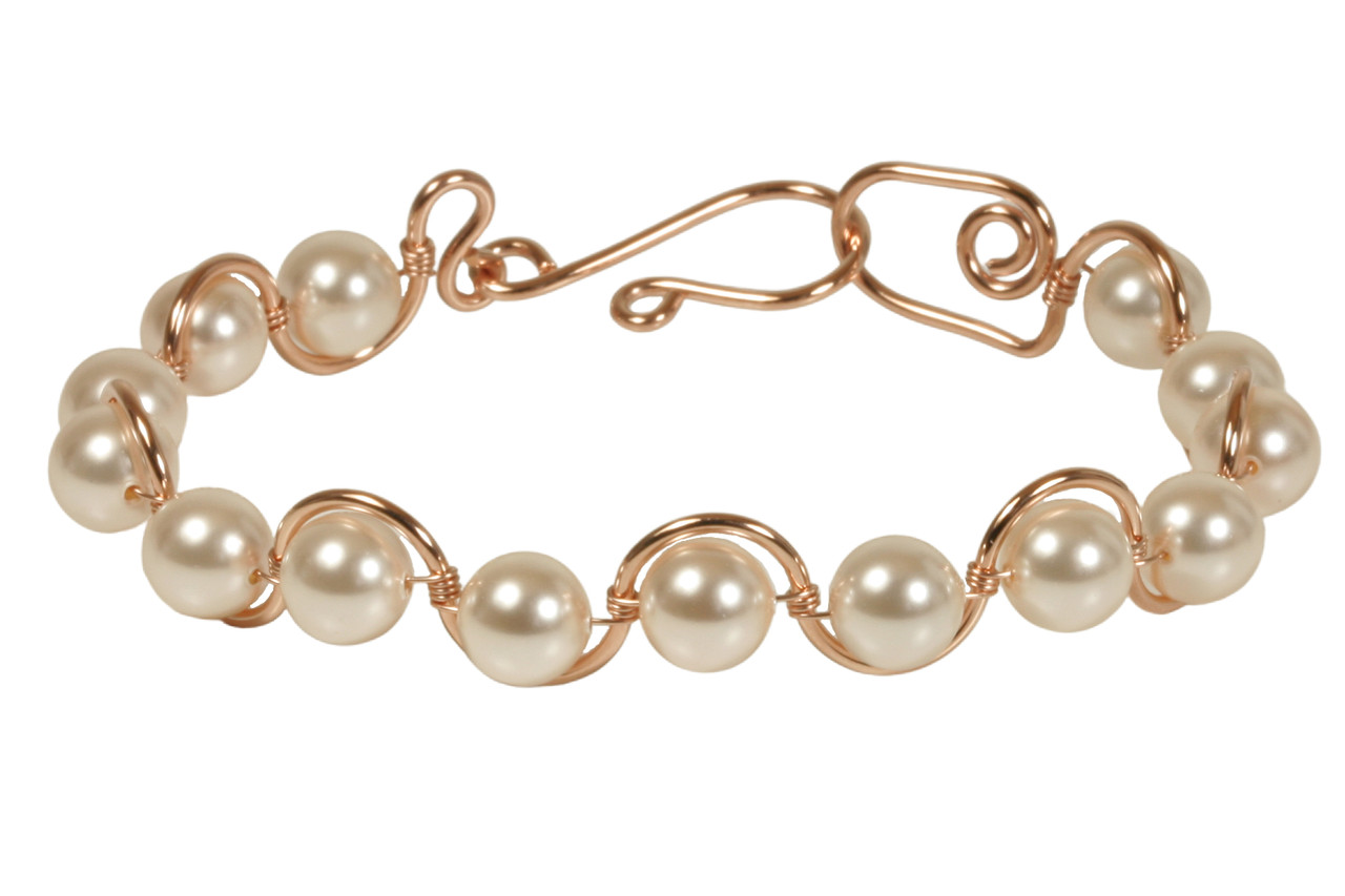 Chunky Pearl Bracelet--Wire Wrapped White Pearls