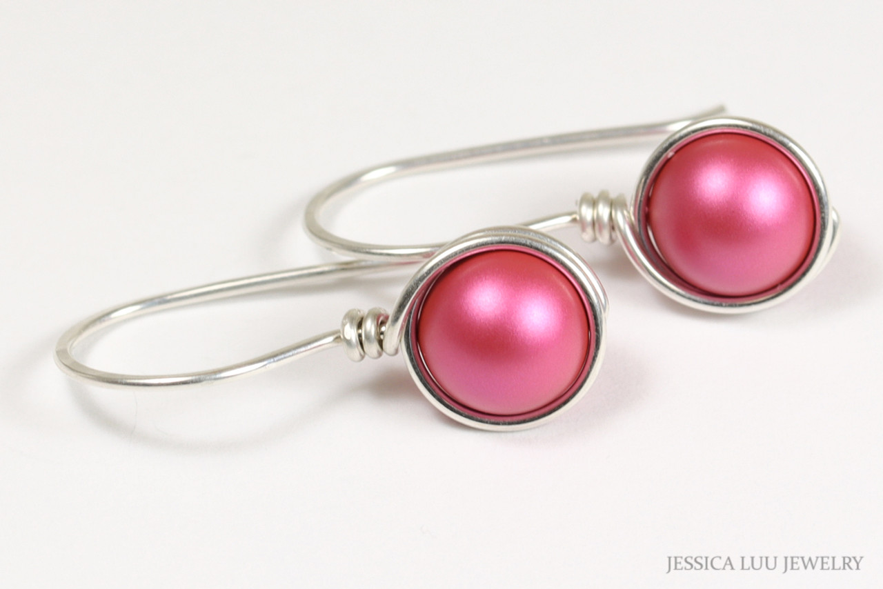 Dark Brown Leather Cord Loop Drop Earrings Dark Pink Dyed Howlite Gemstone  Beads | eBay