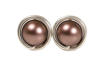 Sterling Silver Chocolate Brown Pearl Stud Earrings - Available in 2 Sizes and Other Metal Options