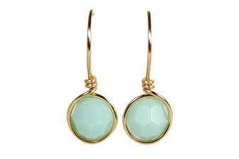 Gold Mint Green Alabaster Crystal Earrings - More Metal Options Available