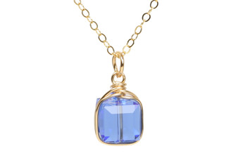 Gold Sapphire Blue Crystal Necklace - Available with Matching Earrings and More Metal Options