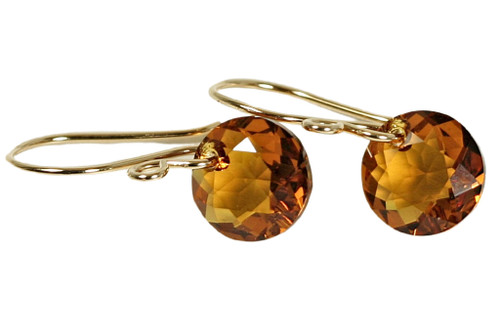 Gold Topaz Crystal Dangle Earrings - Other Metal Options Available