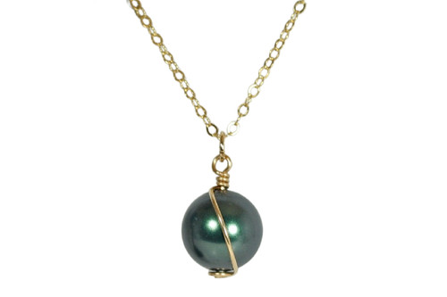 Gold Tahitian Pearl Necklace - Available with Matching Earrings and Other Metal Options