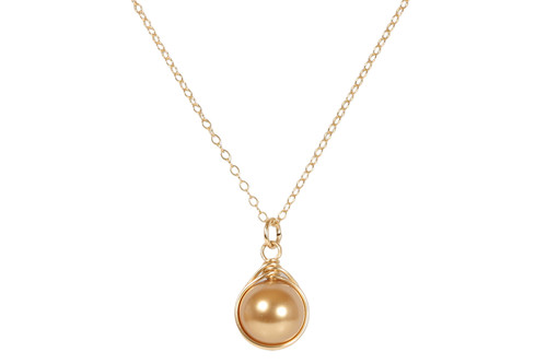 Gold Pearl Solitaire Necklace - Available with Matching Earrings and Other Metal Options