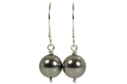 Sterling Silver Dark Grey Pearl Earrings - Available with Matching Necklace and Other Metal Options