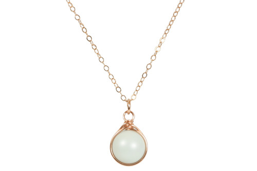 Rose Gold Pastel Blue Pearl Necklace - Available with Matching Earrings