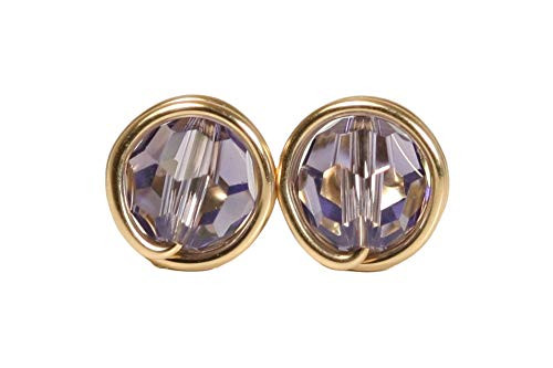 Gold Tanzanite Crystal Stud Earrings - Available in 2 Sizes and Other Metal Options