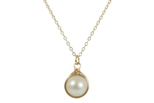Gold Iridescent Silver Pearl Necklace - Available with Matching Earrings and Other Metal Options