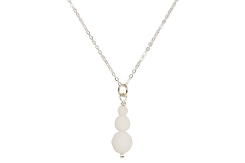 Sterling Silver White Alabaster Crystal Necklace - Available with Matching Earrings and Other Metal Options