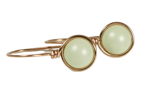 Rose Gold Pastel Green Pearl Earrings - Available with Matching Necklace and Other Metal Options