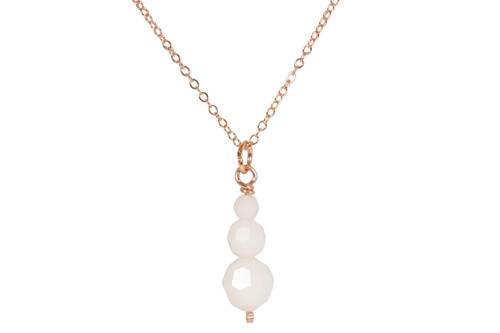 Rose Gold White Alabaster Crystal Necklace - Available with Matching Earrings and Other Metal Options