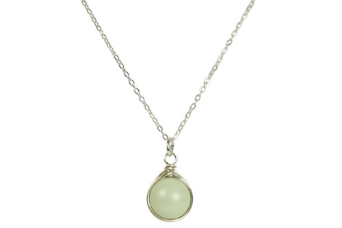 Sterling Silver Light Green Pearl Necklace - Available with Matching Earrings and Other Metal Options