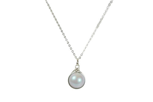 Sterling Silver Iridescent Powder Blue Pearl Necklace - Available with Matching Earrings and Other Metal Options