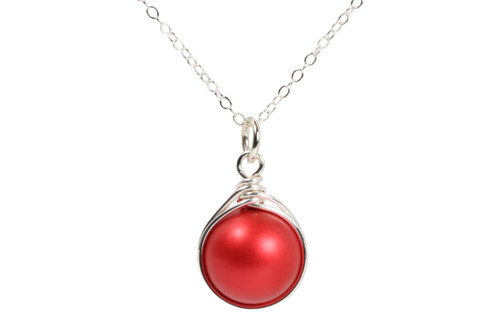 Sterling Silver Red Pearl Necklace - Available with Matching Earrings and Other Metal Choices