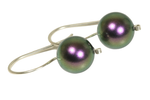 Sterling Silver Iridescent Purple Pearl Earrings