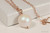 14K rose gold filled wire wrapped pearlescent white pearl solitaire pendant on chain necklace handmade by Jessica Luu Jewelry