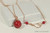 14K rose gold filled wire wrapped red coral pearl solitaire pendant on chain necklace handmade by Jessica Luu Jewelry