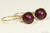 14K gold filled wire wrapped elderberry purple pearl drop earrings handmade by Jessica Luu Jewelry
