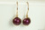 14K gold filled wire wrapped elderberry purple pearl drop earrings handmade by Jessica Luu Jewelry