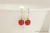 14K yellow gold filled wire wrapped red coral drop earrings handmade by Jessica Luu Jewelry