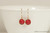 14K yellow gold filled wire wrapped red coral drop earrings handmade by Jessica Luu Jewelry