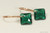 14K rose gold filled emerald green crystal dangle earrings handmade by Jessica Luu Jewelry