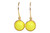 14K gold filled wire wrapped neon yellow  pearl drop earrings handmade by Jessica Luu Jewelry