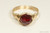 14K yellow gold filled wire wrapped garnet red siam crystal solitaire ring handmade by Jessica Luu Jewelry