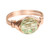 14K rose gold filled wire wrapped light green chrysolite crystal solitaire ring handmade by Jessica Luu Jewelry