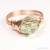 14K rose gold filled wire wrapped light green chrysolite crystal solitaire ring handmade by Jessica Luu Jewelry