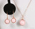 14K rose gold filled wire wrapped pastel light pink pearl drop earrings and necklace set handmade by Jessica Luu Jewelry