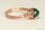 14K rose gold filled wire wrapped emerald green crystal ring handmade by Jessica Luu Jewelry