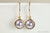 14K gold filled wire wrapped lavender pearl drop earrings handmade by Jessica Luu Jewelry