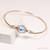 Handmade 14k rose gold filled wire wrapped bangle bracelet with light blue pearl