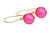 14K yellow gold filled wire wrapped drop earrings with neon pink pearls handmade  by Jessica Luu Jewelry