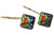 Gold Multicolored Crystal Dangle Earrings - Available with Matching Necklace