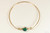 14k yellow gold filled wire wrapped bangle bracelet with emerald green crystal handmade by Jessica Luu Jewelry