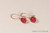 14K rose gold filled wire wrapped red coral pearl drop earrings handmade by Jessica Luu Jewelry
