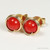 14K yellow gold filled wire wrapped 5.5mm red bamboo coral gemstone stud earrings handmade by Jessica Luu Jewelry