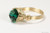 14K gold filled wire wrapped emerald green Austrian crystal ring handmade by Jessica Luu Jewelry