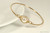 14k yellow gold filled wire wrapped bangle bracelet with cream pearl handmade by Jessica Luu Jewelry