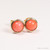 14K gold filled wire wrapped 6mm orange coral gemstone stud earrings handmade by Jessica Luu Jewelry